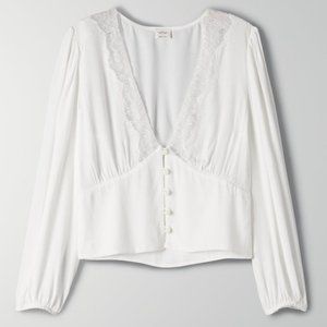 Wilfred Romance Me Blouse Lace Trimmed Button-up Shirt